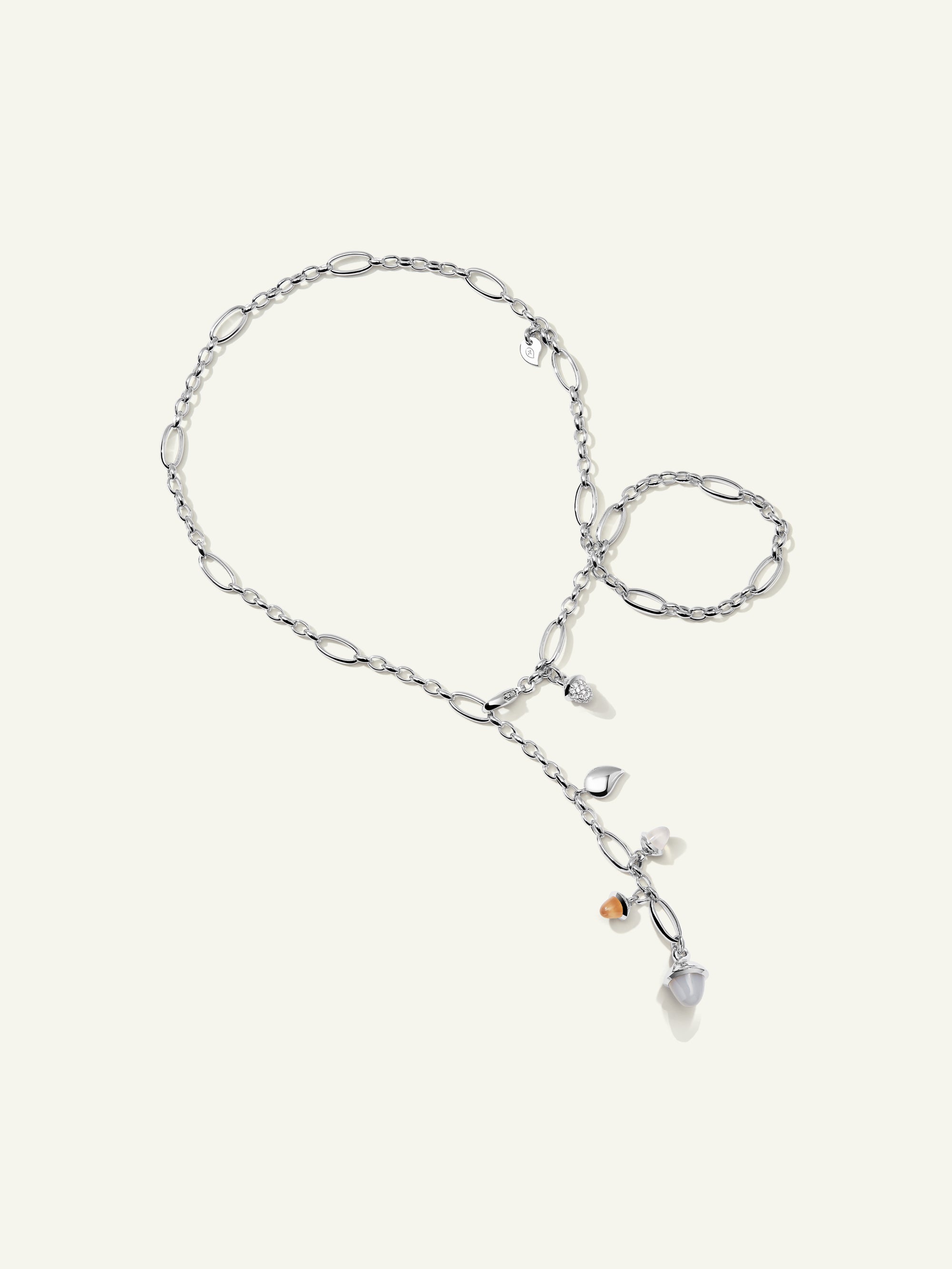 MIKADO Delicate Necklace, 51 cm in 'Cashmere' with Diamond Pavé