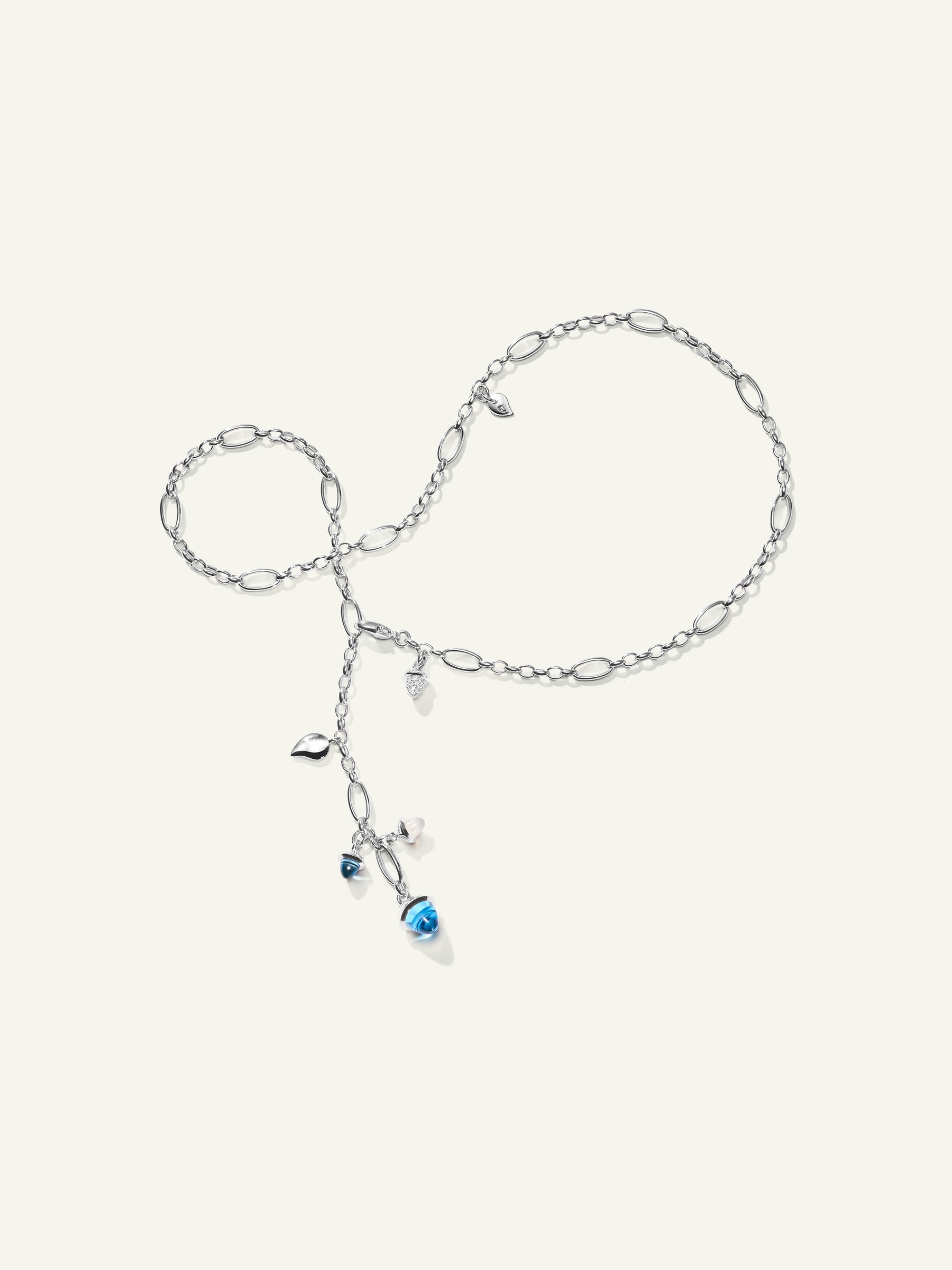 MIKADO Delicate Necklace, 51 cm in 'Ocean' with Diamond Pavé