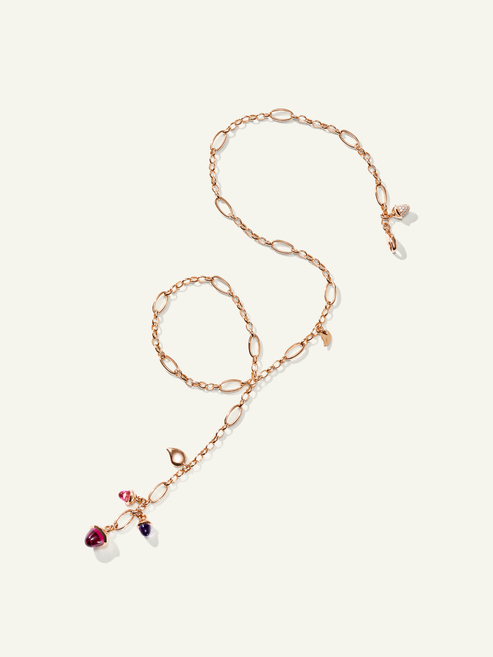 MIKADO Delicate Necklace, 51 cm in 'Wildberry' with Diamond Pavé