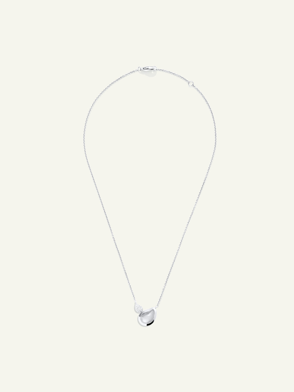 Necklace SIGNATURE 2 Drops Moonstone grey / Diamond Pavé 