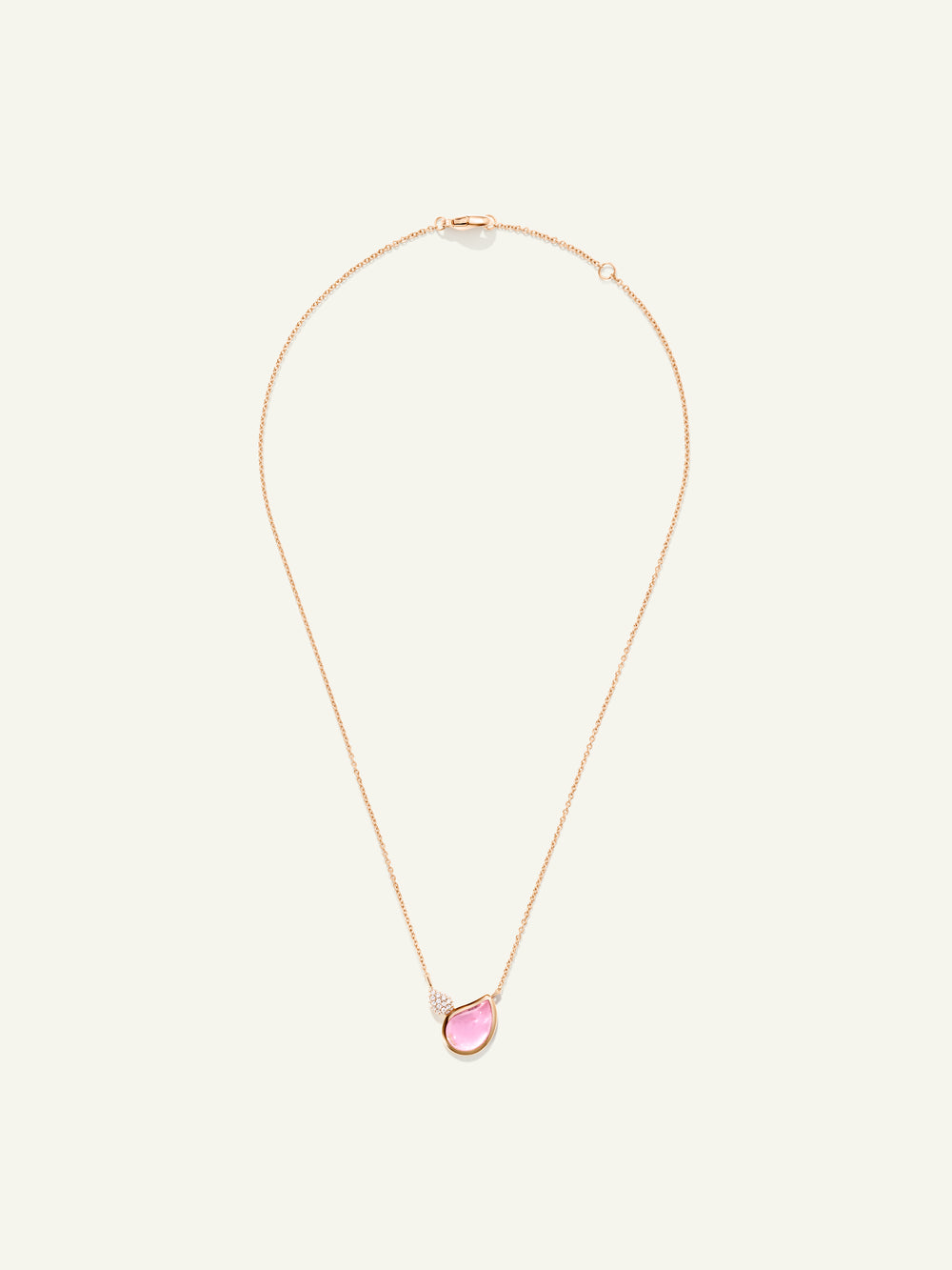Necklace SIGNATURE 2 Drops Tourmaline rose / Diamond Pavé 