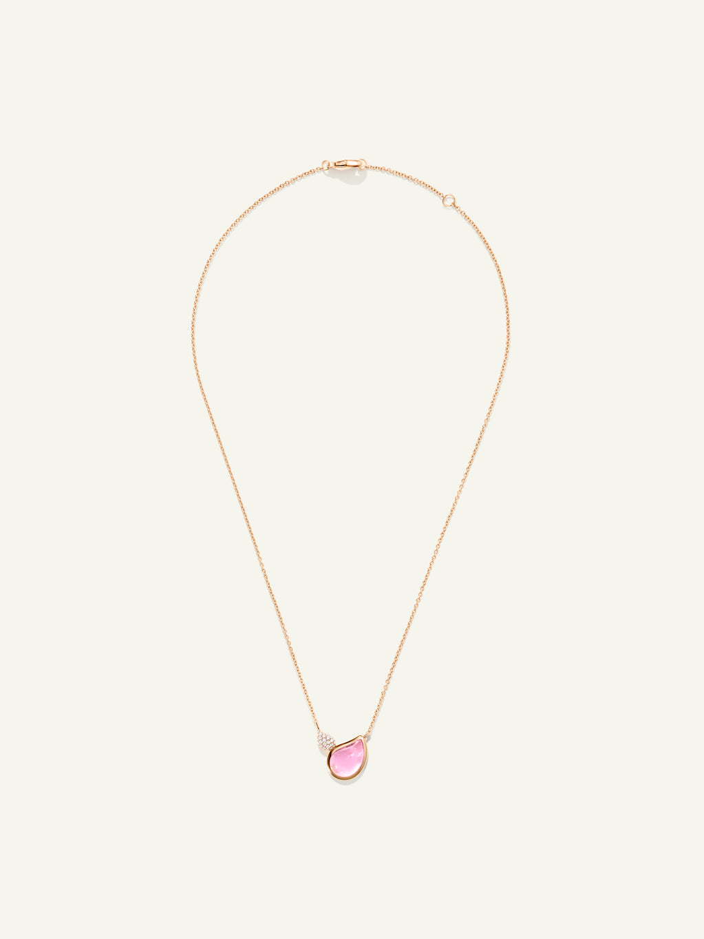 Necklace SIGNATURE 2 Drops Tourmaline rose / Diamond Pavé 