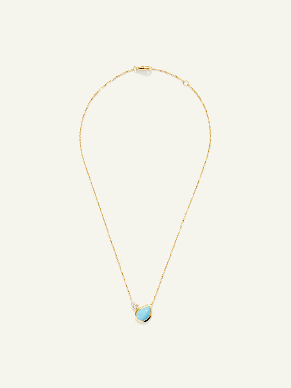 N-Sig-2Dr-Tur-p-yg | Necklace SIGNATURE 2 Drops Turquoise / Diamond Pavé