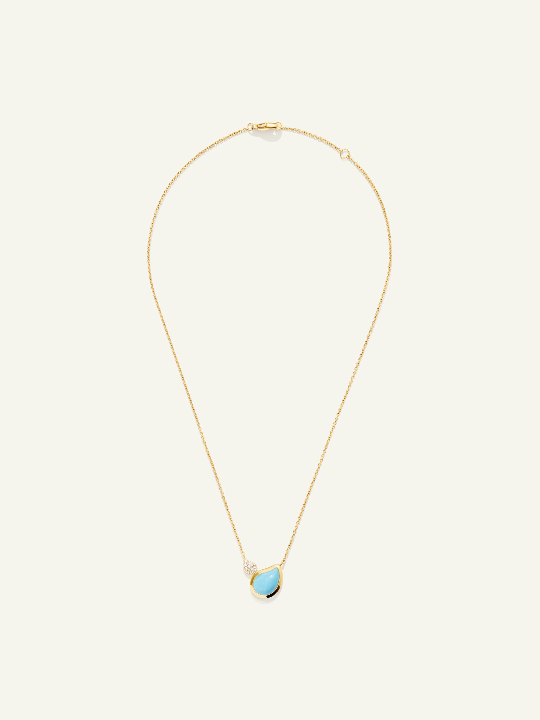 N-Sig-2Dr-Tur-p-yg | Necklace SIGNATURE 2 Drops Turquoise / Diamond Pavé