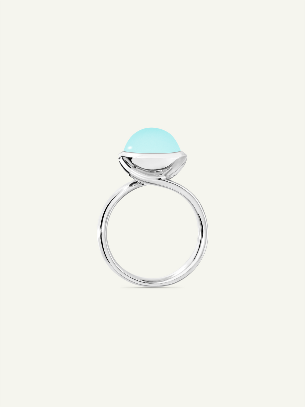 Ring BOUTON large Aqua Chalcedony aqua Chalcedony