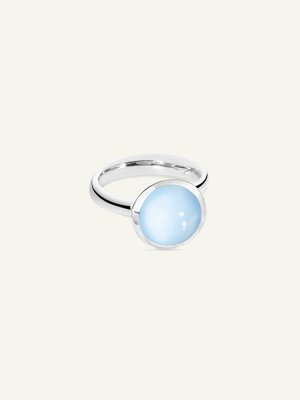 Ring BOUTON large Chalcedony blue blue Chalcedony