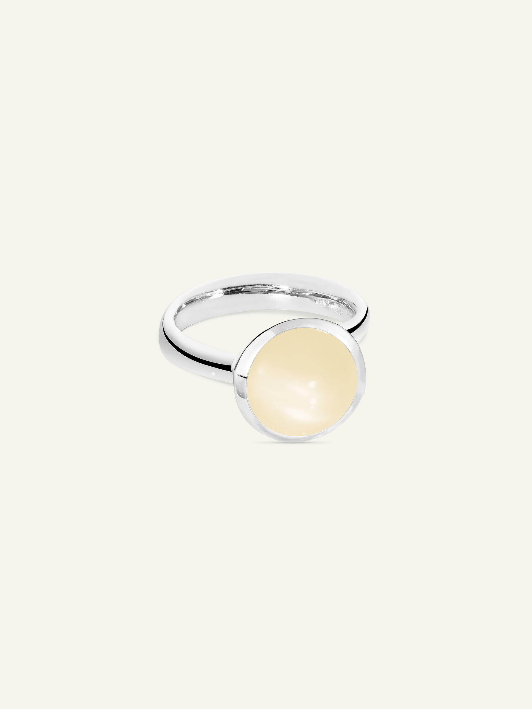 Ring BOUTON large Moonstone sand/white