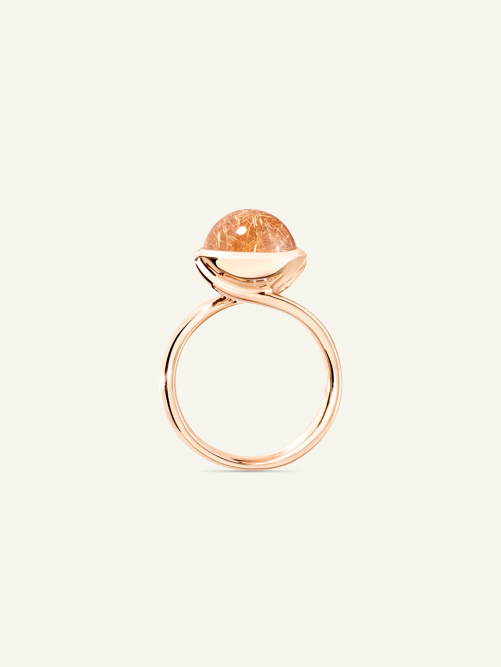 Ring BOUTON large rutilated Quartz red Rutilated Quartz