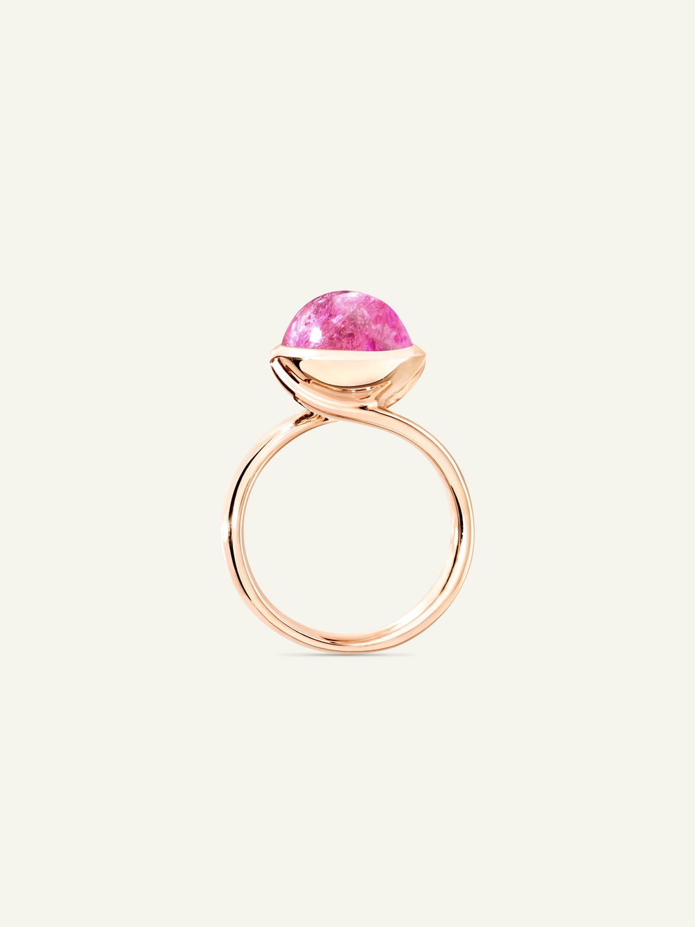 Ring BOUTON large Tourmaline rose rose Tourmaline