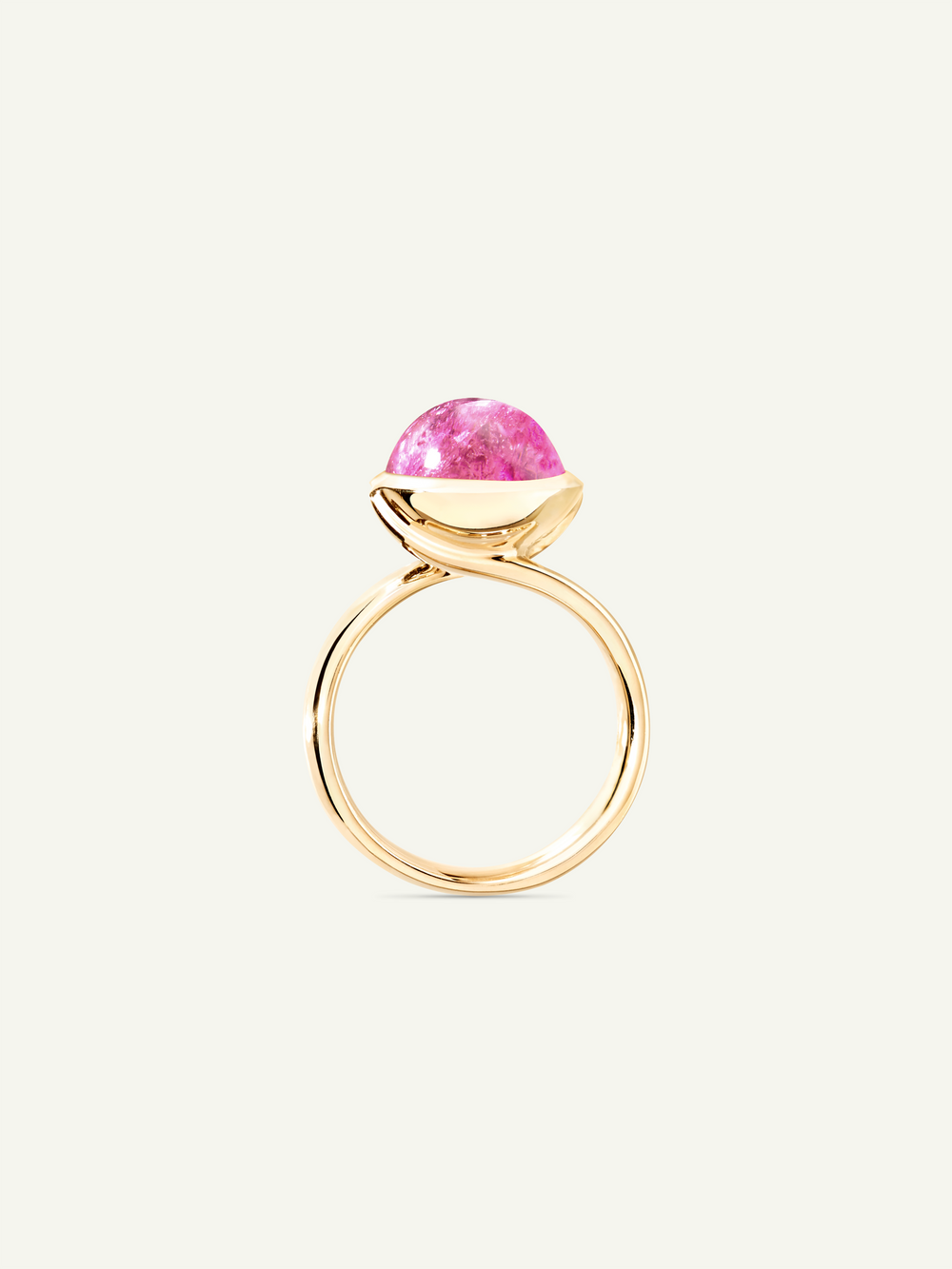Ring BOUTON large Tourmaline rose rose Tourmaline