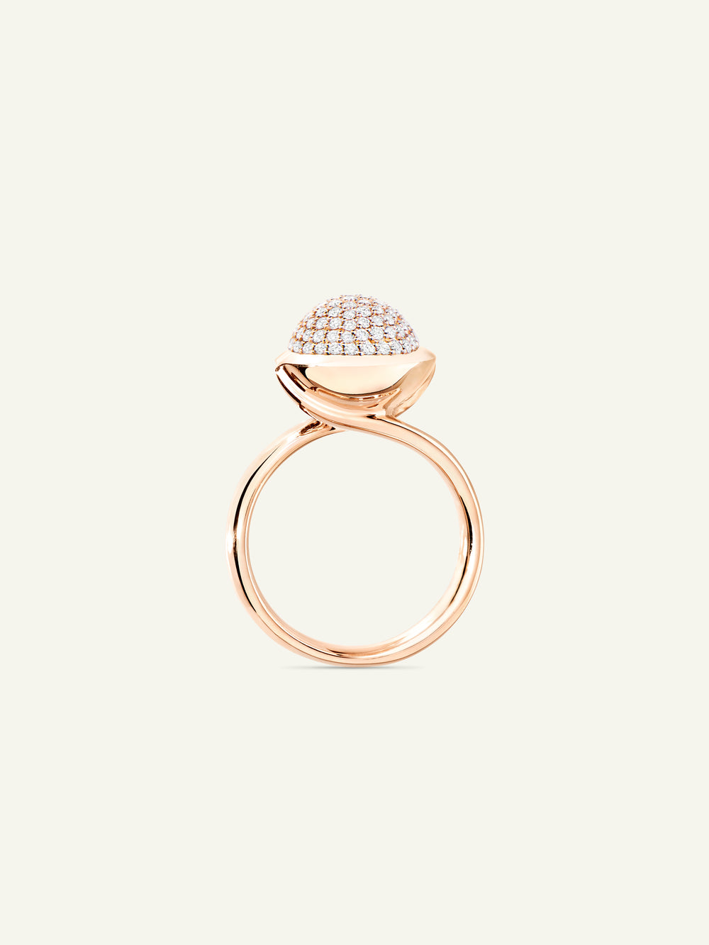 Ring BOUTON large Diamond Pavé 18K rose gold
