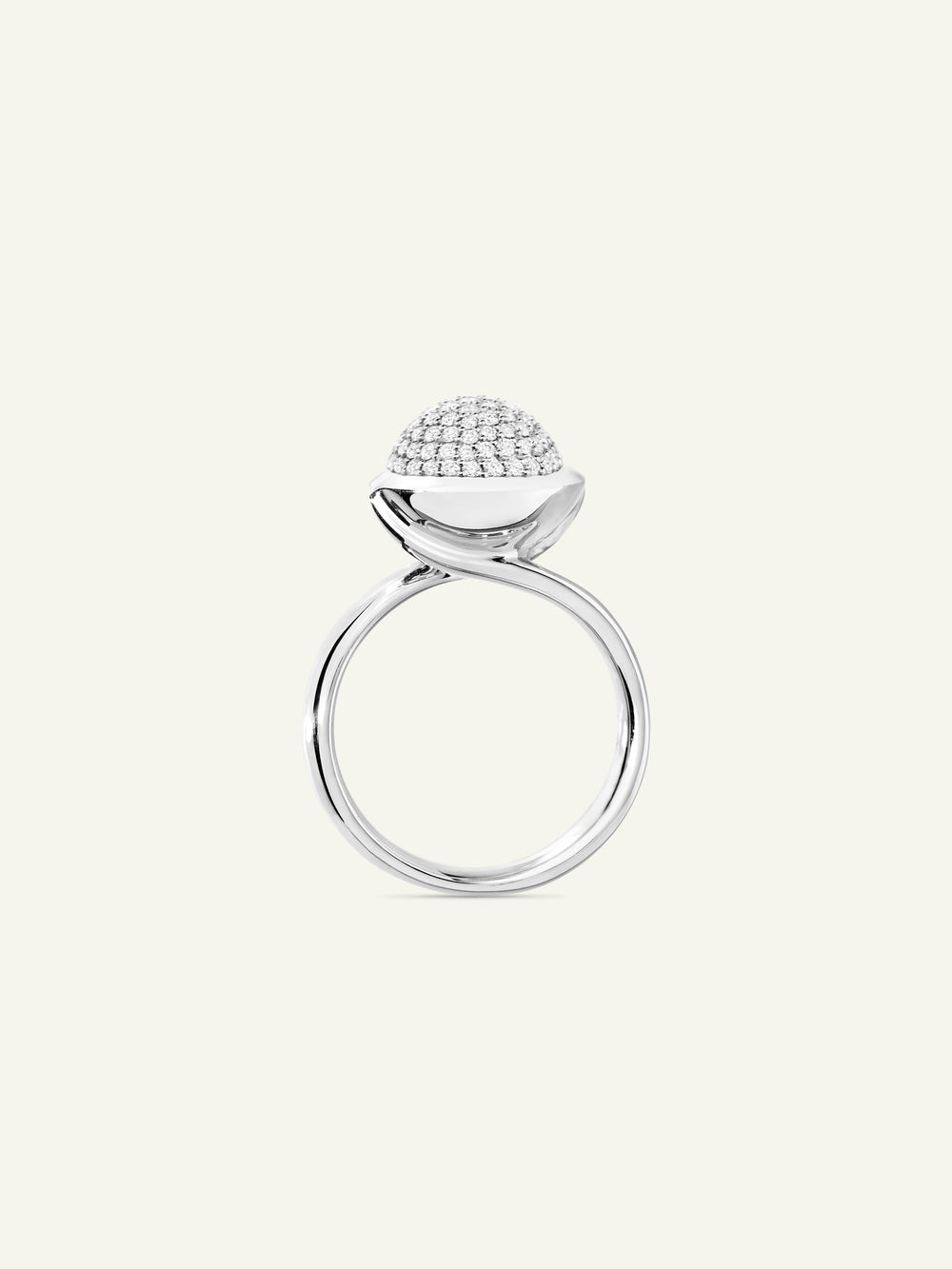 Ring BOUTON large Diamond Pavé 18K white gold