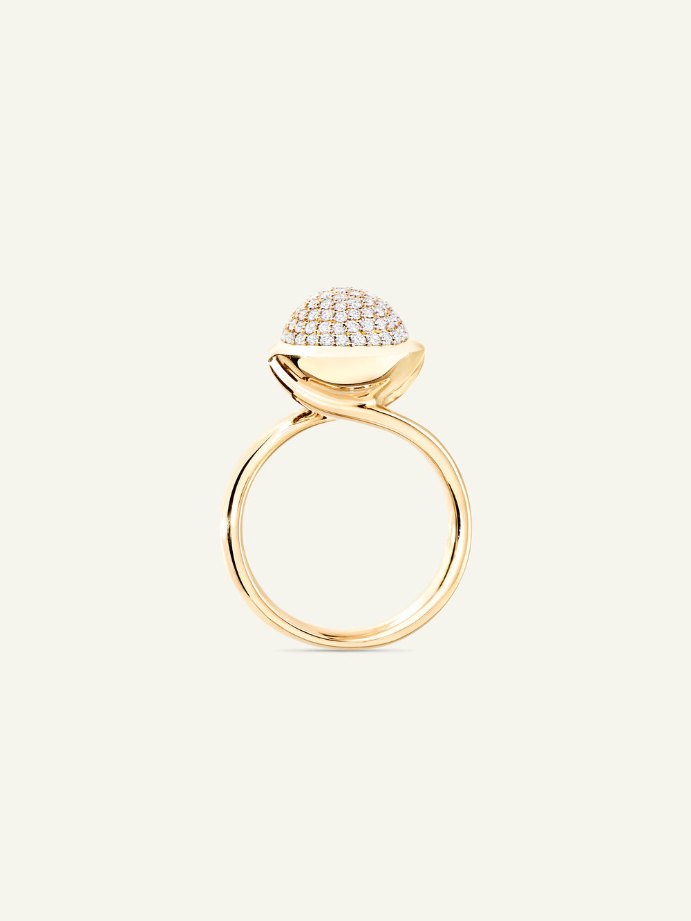 Ring BOUTON large Diamond Pavé 18K yellow gold
