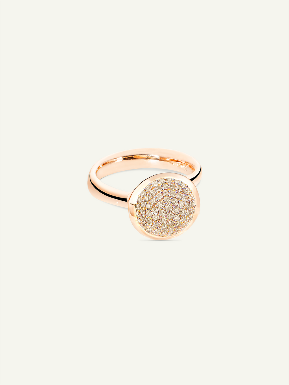 Ring BOUTON large Champagne Pavé with Diamond Pavé