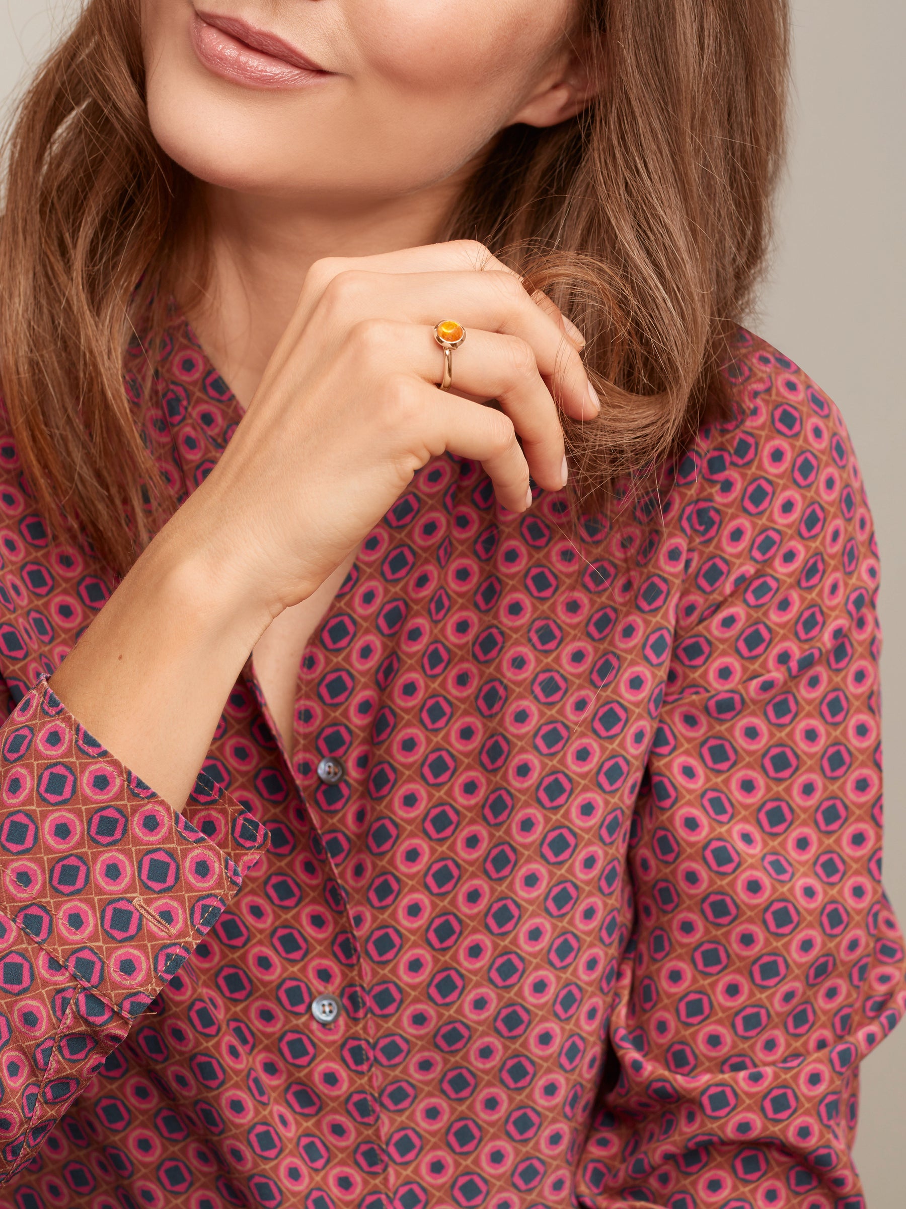 Ring BOUTON small Mandarin Garnet Mandarin Garnet