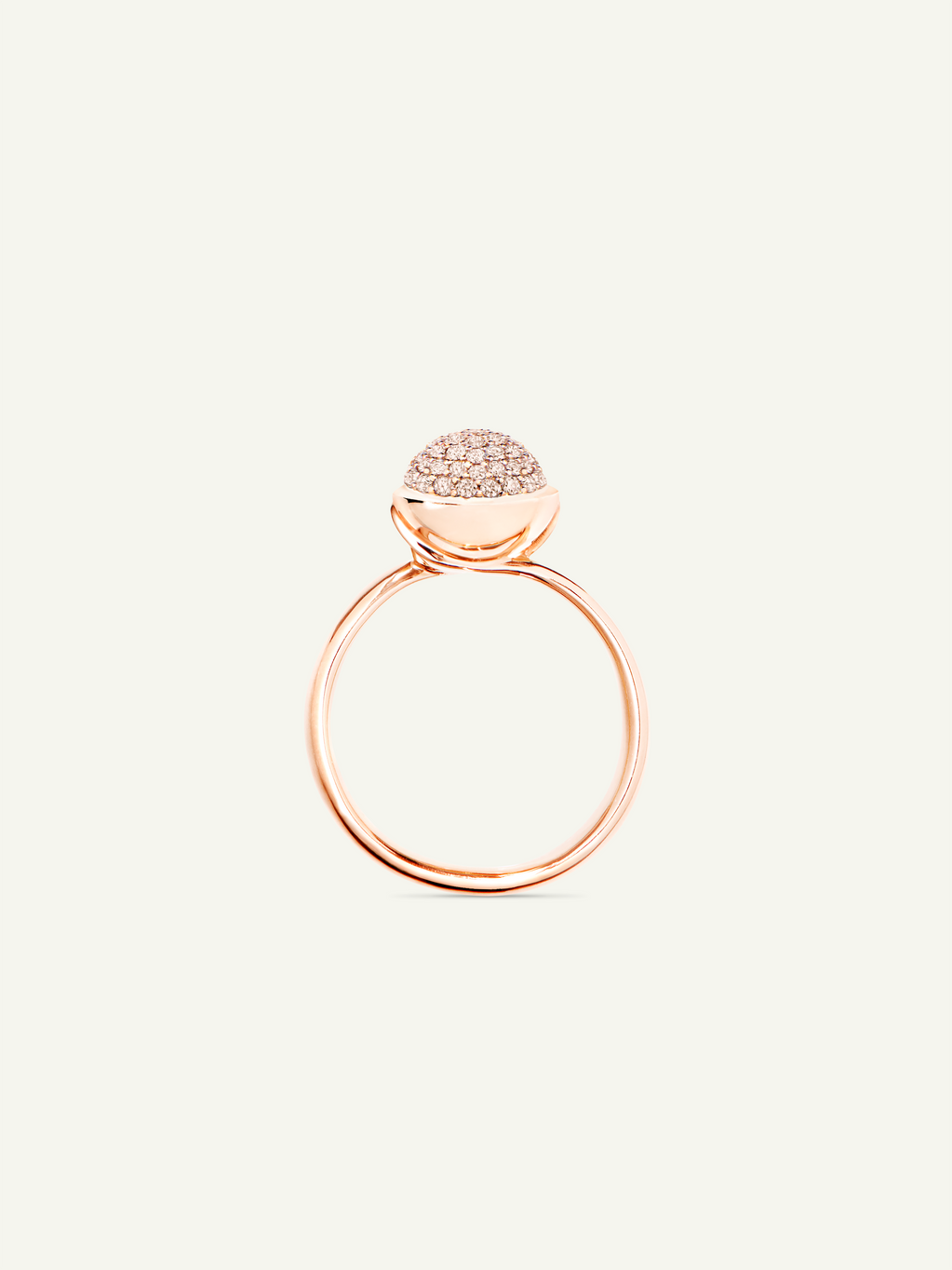 BOUTON Small Ring with Champagne Diamond Pavé