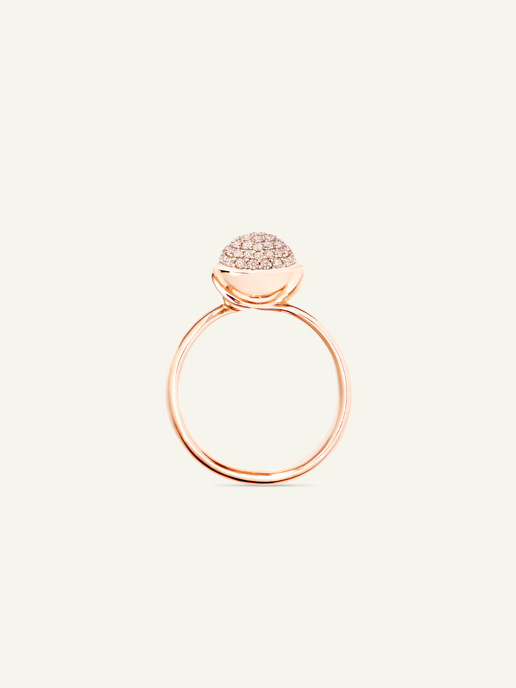BOUTON Small Ring with Champagne Diamond Pavé