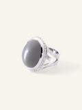 CUSHION Large Ring mit Braunem Mondstein und Diamant Pavé