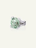 LILY Solitaire Ring mit Mint Turmalin und Diamant Pavé