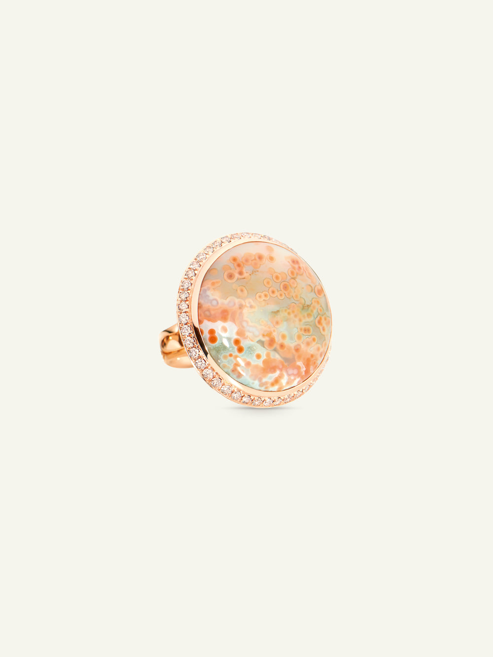 OCEAN JASPER Large Ring with Champagne Diamond Pavé