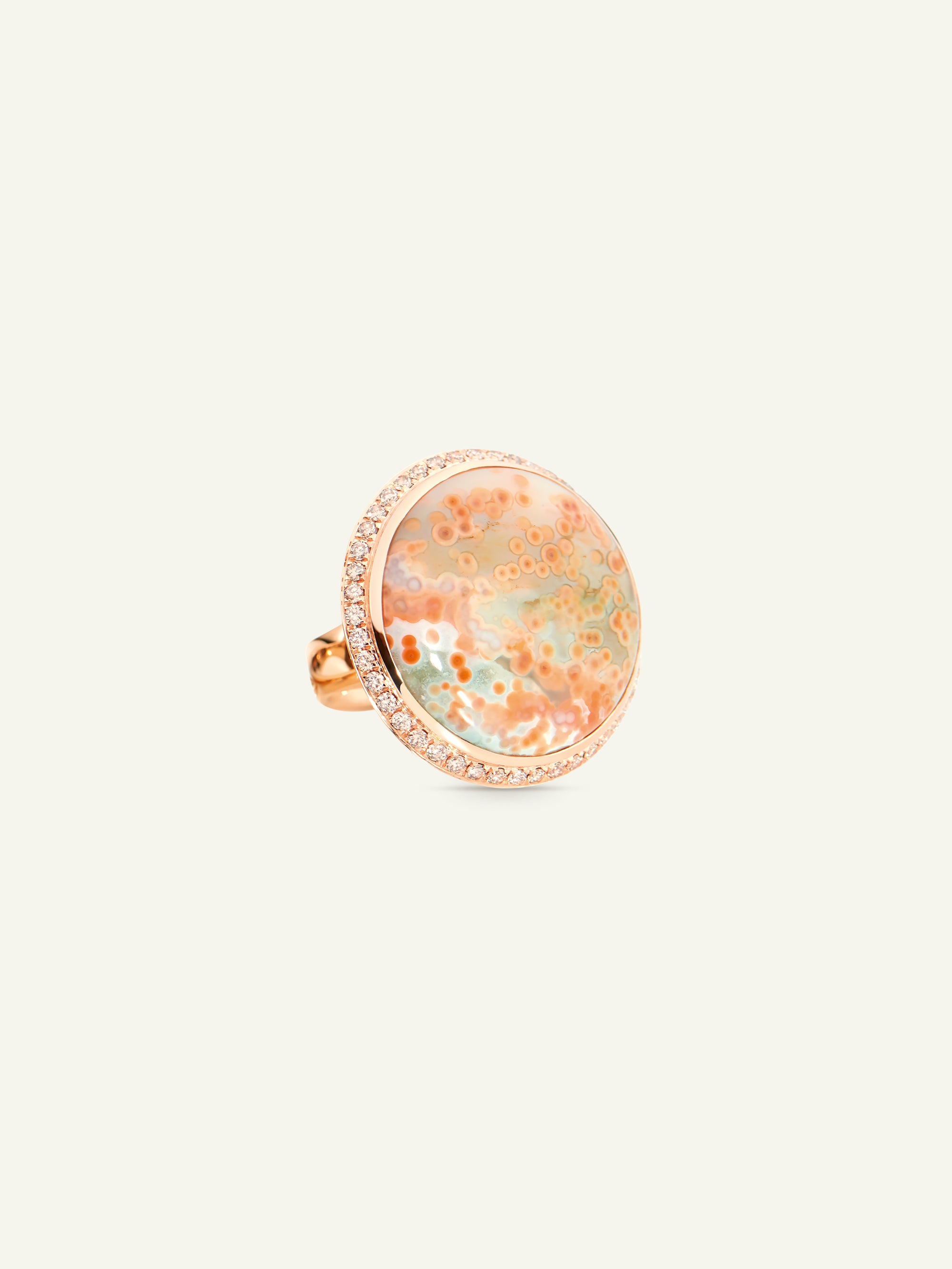 OCEAN JASPER Large Ring with Champagne Diamond Pavé
