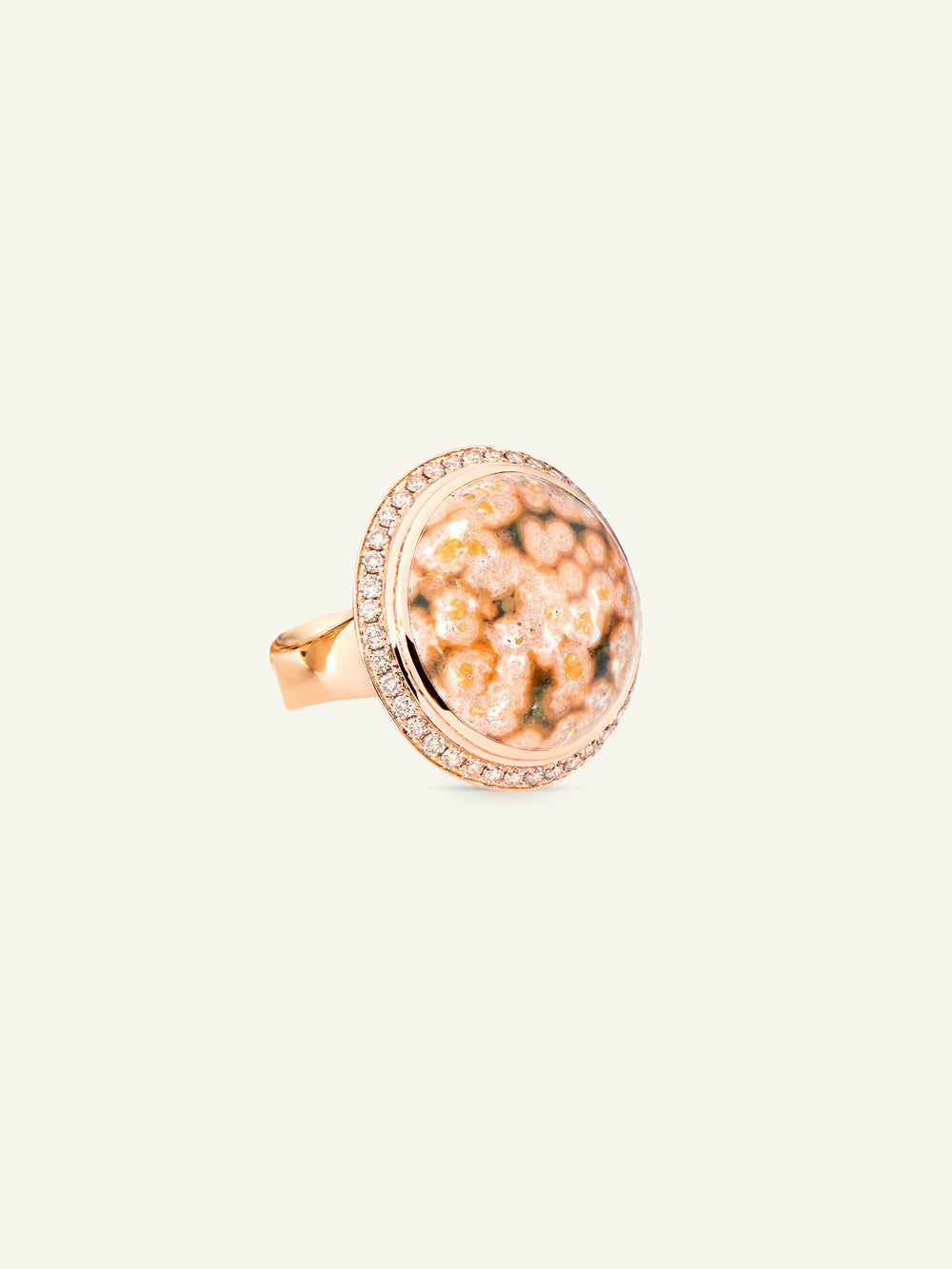 OCEAN JASPER Small Ring with Champagne Diamond Pavé